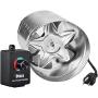 iPower 4 Inch 100 CFM Booster Fan Inline Duct Vent Blower with Variable Speed Controller Adjuster, Intake 5.5 Grounded Power Cord for HVAC Exhaust, Low Noise, Silver