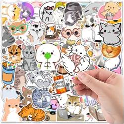 50 pcs Cute Cat Stickers Animal Waterproof Stickers for Kids and Adult Laptop Phone Travel Luggage Motorcycle Cartoon Sport Bottle Sticker