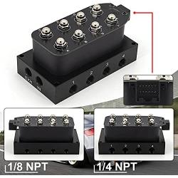 CNRAQR Universal 1/4 NPT 12V Control Air Bag Suspension 4Corner Block Manifold Solenoid Valve For Auto Motorcycle (0-300psi)