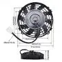 Aramox Universal Car 8in Slim ABS 80W Electric Cooling Fan, Push Pull Radiator Electric Radiator 24V 80W 2250RPM 600CFM 10 Straight Blades