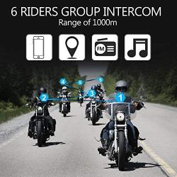 ILM Motorcycle Bluetooth Headset 6 Riders 1000M Helmet Communication Intercom System Soft Cabel Mic Speakers with FM Radio for Motocross Motor Bike Skiing