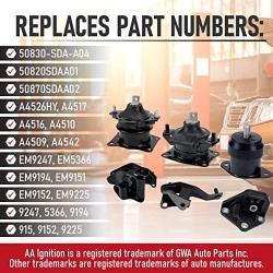 Engine Motor and Transmission Mount Set of 6 - Fits Honda Accord 2003-2007 2.4L Automatic Trans - Replaces A4526HY, A4517, A4509, A4542, A4516, A4510 - Front, Right, Rear, Upper Mounts