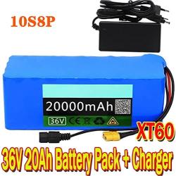 Wnicek 36V 20AH 10S 8P E-Bike Battery Pack 10S 8P 20000mAh E-Bike Battery with 2A Charger and BMS Waterproof Li-ion Battery Pack Fit for 750W-50W Motor
