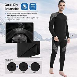 MEETWEE Thermal Underwear for Men, Fleece Lined Base Layer Set Cold Weather HeatGear Top & Long Johns for Skiing Motorcycle