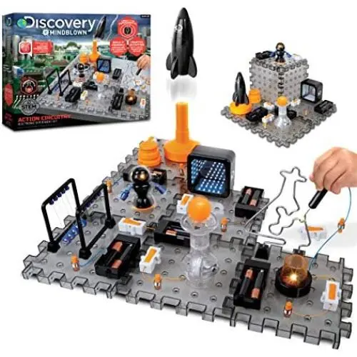 Discovery #MINDBLOWN Action Circuitry Electronic Experiment STEM Set, Build-it-Yourself Engineering Toy Kit, Explore the Science of Lights, Sounds & Motion, 6 Experiments, Great Gift for Kids Ages 8 +