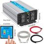 POOXTRA Power Inverter 1500 Watt Pure Sine Wave Inverter 12V DC to 110V/120V AC Converer with 4 AC Outlets,2.1A USB Ports,16.4ft Remote Control and Dual Cooling Fans-Peak 3000W