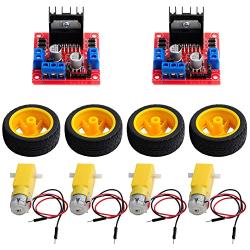 Stemedu 4 Sets DC Gearbox TT Motor and 2PCS L298N Stepper Motor Drive Controller Module