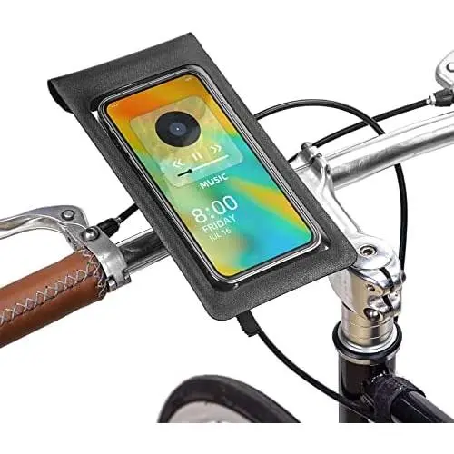 Bike Phone Mount, Motorcycle Phone Holder, Waterproof Accessories Bag Touch Screen TPU, Adjustable Bicycle Handlebar Cell Phone Pouch for up to 6.9