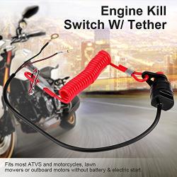 Acouto Kill Switch with Lanyard Outboard Motorcycle ATV Lawn Mowers 12VDC Emergency Engine Kill Stop Switch with Tether Lanyard Cord Handlebar Engine Start Stop Kill Button Switch Universal