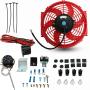 10 inch  Slim Push Pull 12V 80W Electric Radiator Cooling Fan with 12V Adjustable Thermostat Control Relay Wire Kit Universal Design for All Radiators