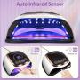 180w UV LED Nail Art Light, UV Light for Nail Art, Gel Nail Polish Dryer, 4 Timer Settings and Smart Automatic Sensor, Professional Nail Strip for Home Salon