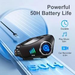 Q28 Wireless Motorcycle Helmet Camera with Wireless Headset – 1080P HD Video, IPX-6, Type-C Charging, 50H Battery Life, Voice Control, Car Recorder Function, Motorcycle Camera Mount