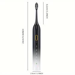 Sonic Electric Toothbrush With USB Charging, Couples With Replaceable Head Metal Shaft Electric Toothbrush For Adults, Men And Women, Smart Timer And 5 Replacement Brush Heads