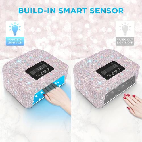 Sparkly Cordless UV Nail Lamp for Gel Nails – Rechargeable LED Nail Dryer with 4 Timer Modes, Salon-Quality Light Relax, Anti-UV Gloves Included, Perfect for DIY Manicures at Home
