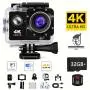 4K Action Camera, with 32G Memory Card, Pre-recording WiFi Camera 170° Remote Control Sports Cameras with Helmet Mount Accessories Kits, for Suitable for Beginners to Take Photos And Record Videos, Christmas, Festival, New Year's Gift